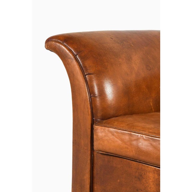 Leather Sofa attributed to Kaj Gottlob, 1940s For Sale - Image 6 of 12