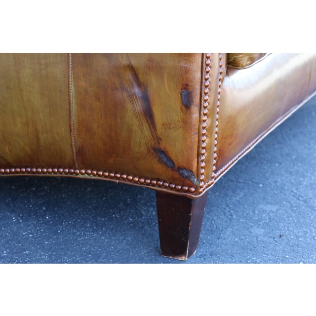 Vintage 1990s Hancock & Moore Brown Leather Sofa – Classic Rolled Arm, Nailhead Trim For Sale - Image 10 of 18