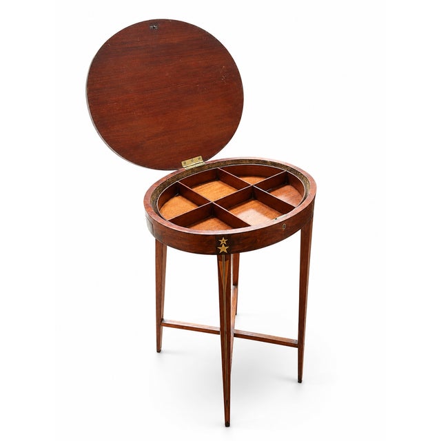 Early 19th Century Empire Mahogany Sewing Table with Brass Star Inlay by Jean-Joseph Chapuis For Sale - Image 6 of 10
