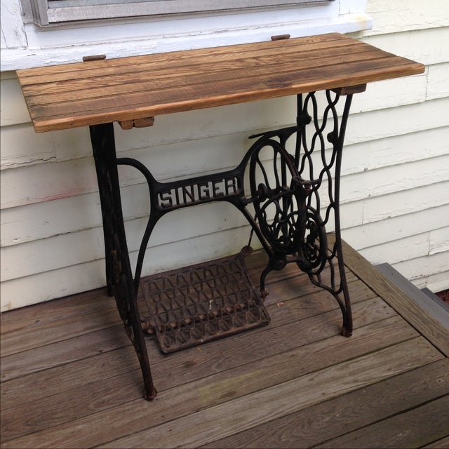 Singer Rustic Sewing Machine Console Chairish