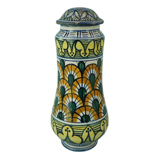Majolica Ceramic Pharmacy Jar by the Mastro Giorgio Workshop of Gubbio, 1940s For Sale