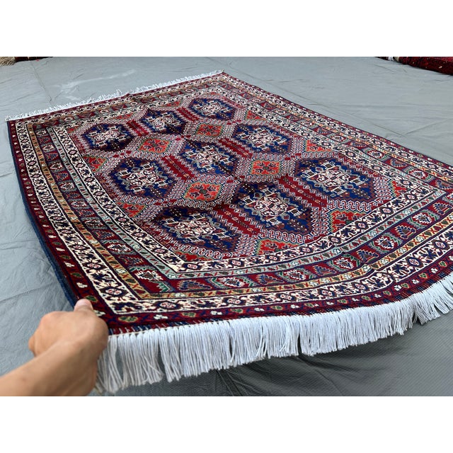 Textile Fine Hand-Knotted Afghan Caucasian Shirvan Design Rug - 6'6" X 4'9" For Sale - Image 7 of 12