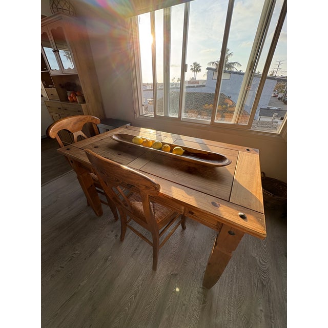 Late 20th Century Hand-Carved Extra Long Wooden Dough Bowl For Sale - Image 4 of 8