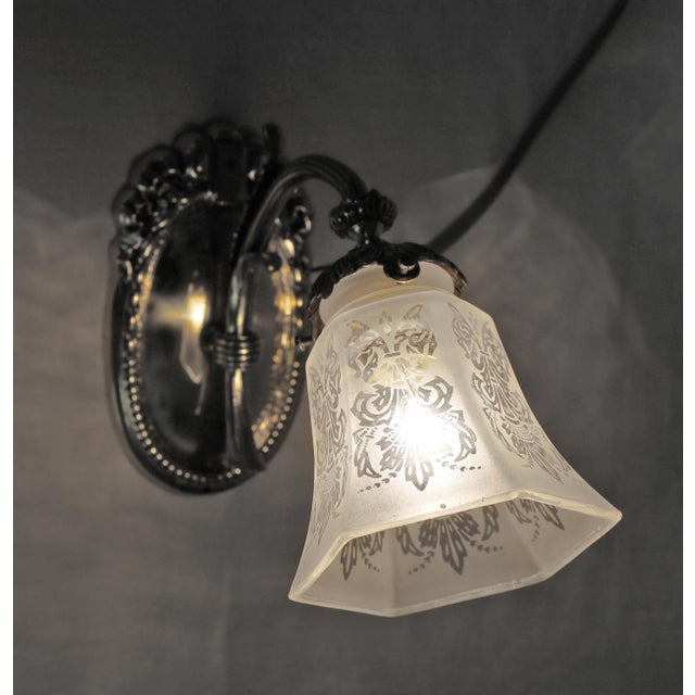 Art Nouveau Brass Wall Lamps, 1890s, Set of 3 For Sale - Image 9 of 10
