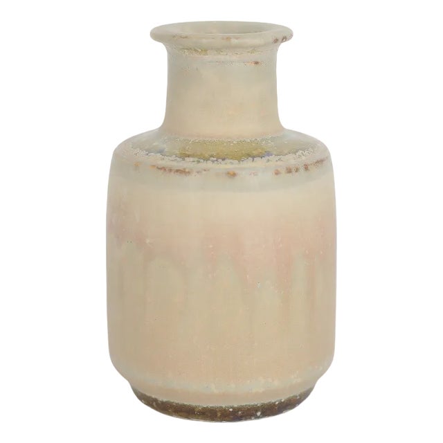 Small Mid-Century Scandinavian Modern Collectible Sand Stoneware Vase by Gunnar Borg for Höganäs Ceramics, 1960s For Sale