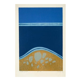 1973 Roger Martin Beach Woodblock - Unique Print For Sale