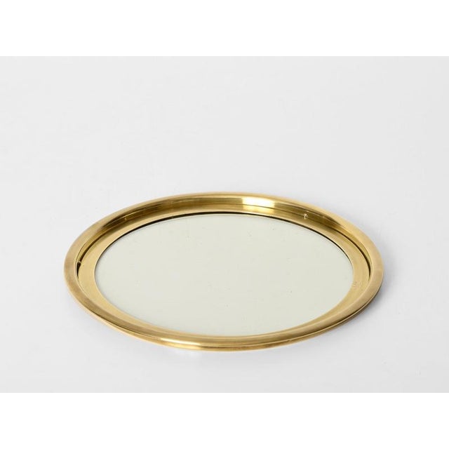 Gold Brass and Crystal Round Serving Tray by Bellotto, Italy, 1970s For Sale - Image 8 of 11