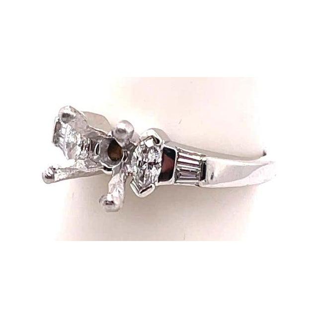 Metal Diamond Oval and Baguette Side Detail Engagement Ring Setting in Platinum For Sale - Image 7 of 11