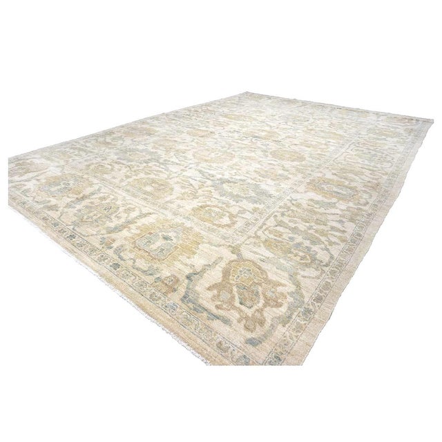 Early 21st Century Afghan Sultanabad Wool 10x14 Ivory, Yellow & Charcoal Handmade Area Rug #1142156 For Sale - Image 5 of 10