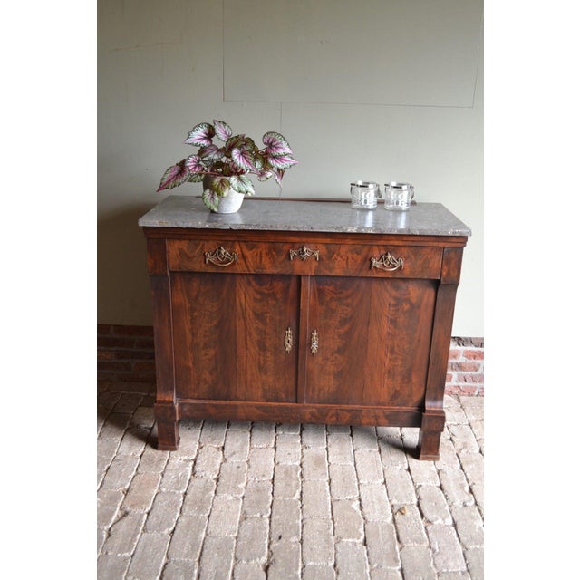 Empire Mahogany Folding Buffet with Marble Top For Sale - Image 6 of 9