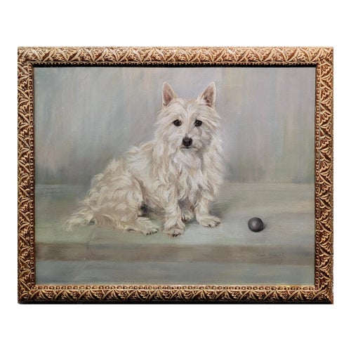 Persis Kirmse Portrait of a Westie White Terrier 1940s Painting