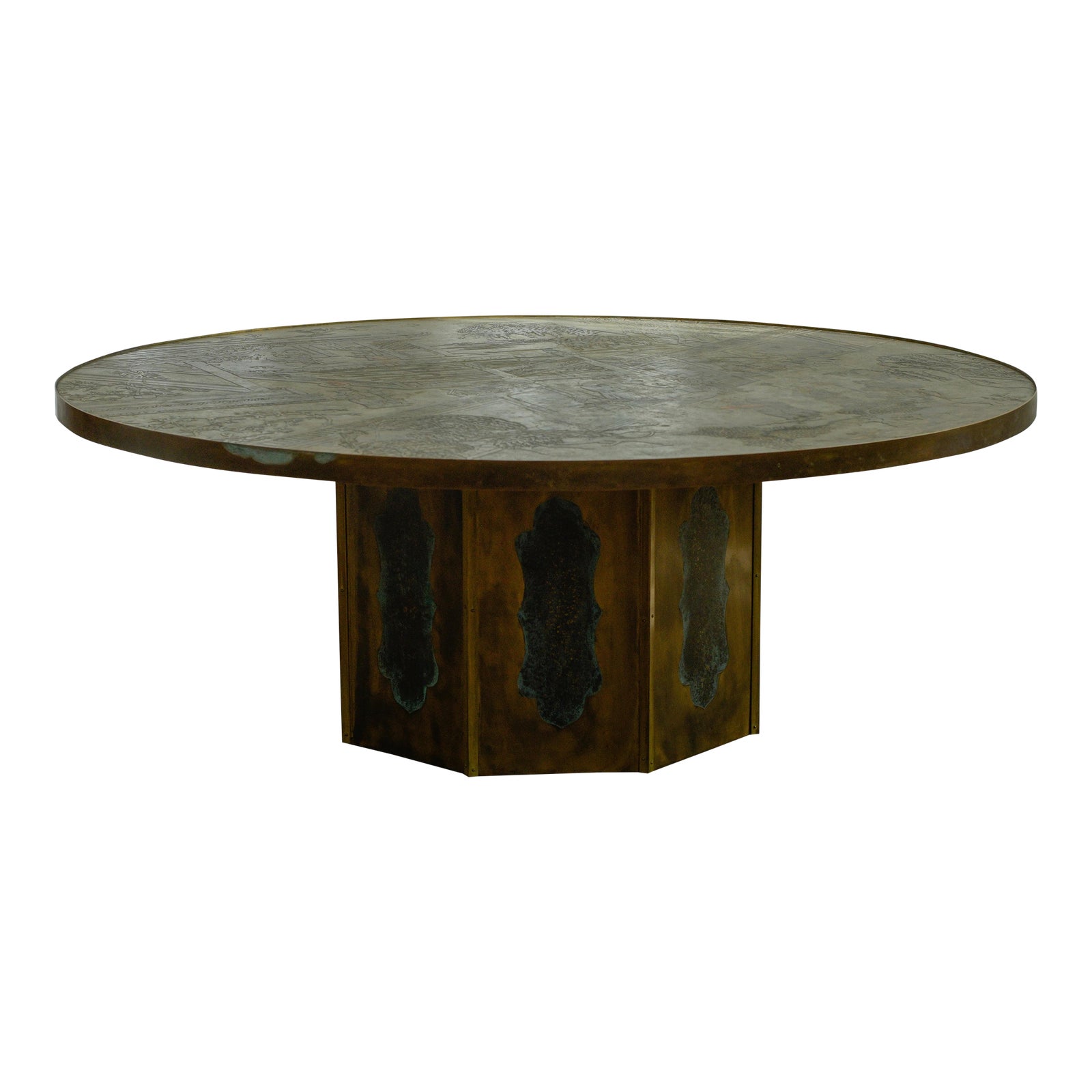 Mid-Century Modern Chan Coffee Table by Laverne, Brass & Pewter