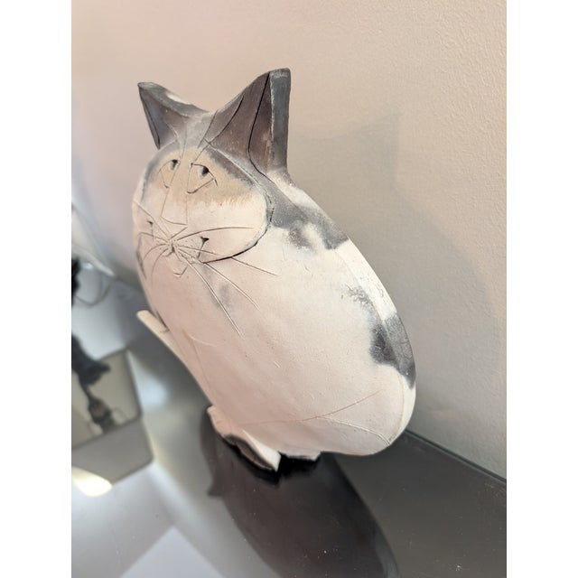 Lovely whimsical clay cat sculpture perfect for any cat lover! Handmade and artist signed!