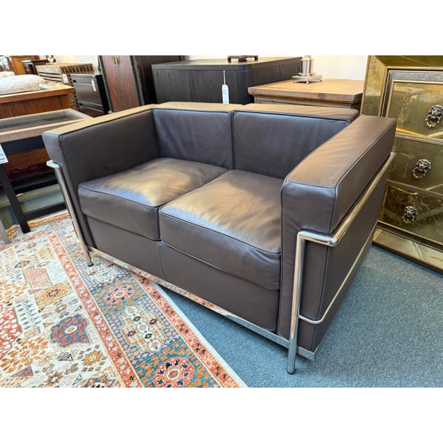 Modern Modern Classics Corbusier Style Petite Loveseat For Sale - Image 3 of 12