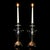 Vintage Two Tone Candlesticks-Silver Plate-Copper-Brass-Pair-Metal-Taper Holders For Sale - Image 6 of 11