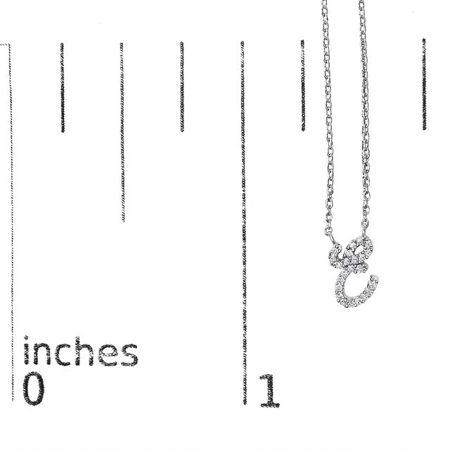 Early 21st Century 10K White Gold Diamond Accent "E" Initial Script Style Pendant Necklace For Sale - Image 5 of 5