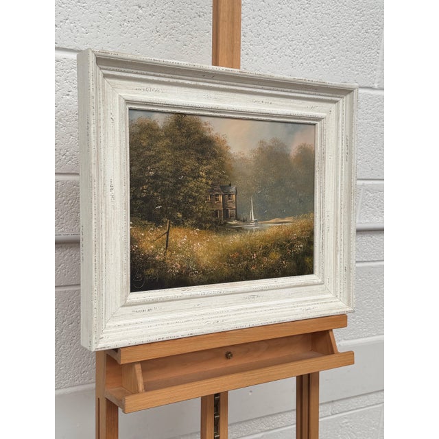 Serene Countryside Landscape with Sailboat & Wild Flowers in English Countryside 1980 Circa For Sale - Image 16 of 18
