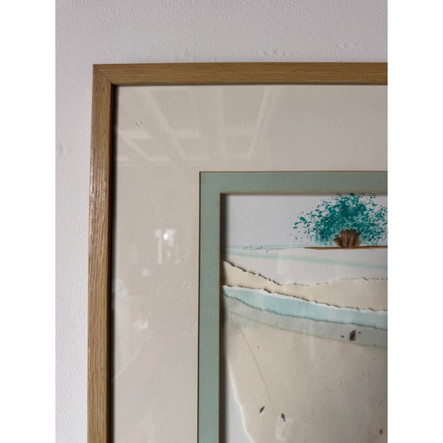 1980’s Vintage “Shades of Evening” Mixed Media Collage Landscape Painting by Okaty For Sale - Image 4 of 12