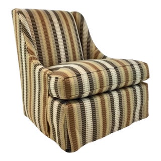 Traditional Hickory White Earth Tones Stripped Club Chair For Sale