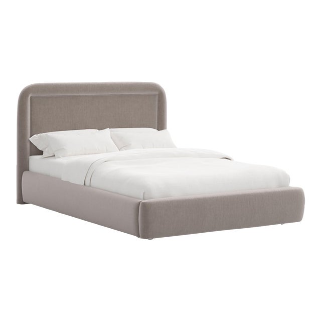 Stoffer Home x Cloth & Company Maura Slipcover Bed in Performance Velvet Steel - California King For Sale