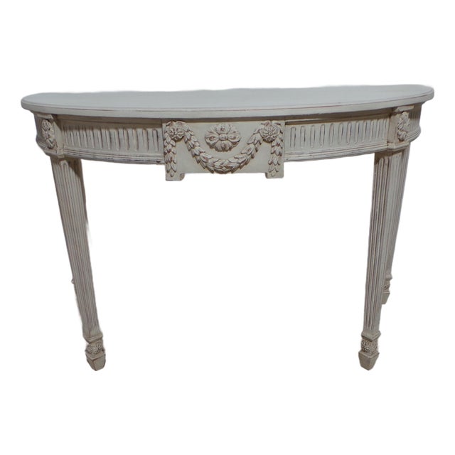 Gustavian Style Unique Half Round Console Table For Sale