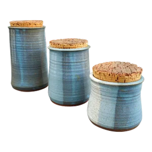 Vintage Marilyn Palsha North Carolina Ceramic Studio Pottery 3 Piece Canister Set
