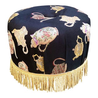 Bullion-Fringe Teapot Ottoman For Sale