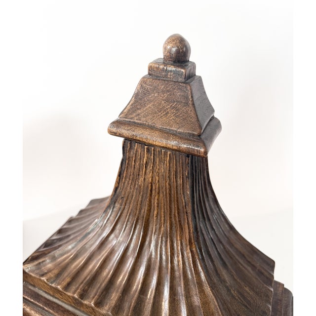 Chocolate Antique Fluted Hand Carved Wood Wall Brackets For Sale - Image 8 of 12