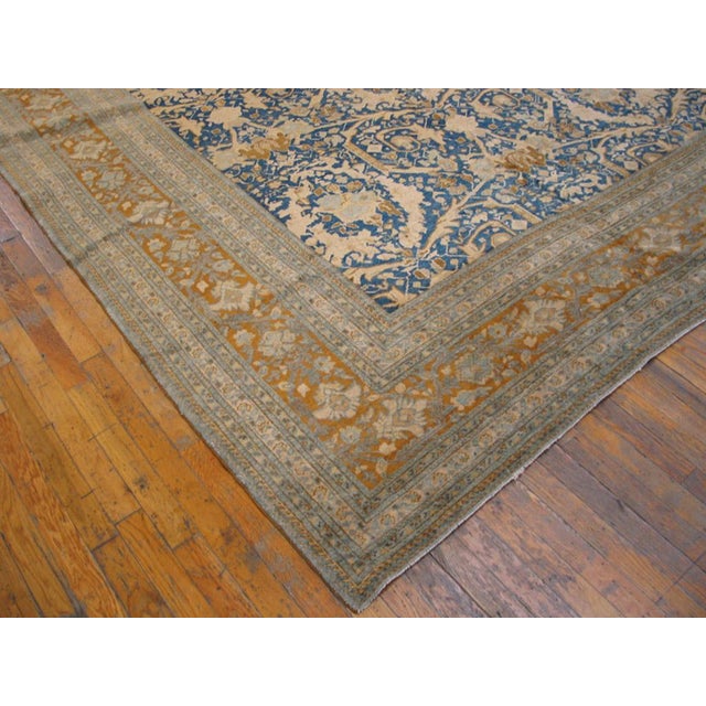 1920s Blue Navy Mostofi Antique Persian Tabriz Rug 11' 6" X 16' Handknotted Wool Carpet For Sale In New York - Image 6 of 6