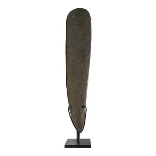 Late 20th Century Hand-Carved Volcanic Basalt Blade Sculpture on Stand, Organic Modern For Sale
