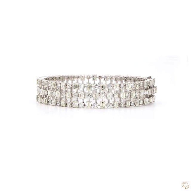 Early 21st Century 11.95 Carat Emerald Cut Diamond Gold Bracelet For Sale - Image 5 of 9
