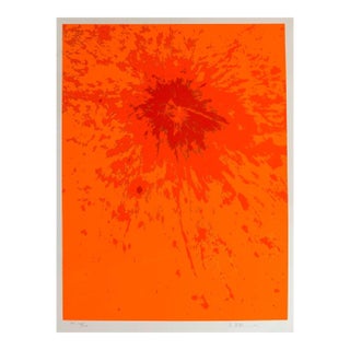 Len Gittleman, Lunar Landscape Abstract Signed Numbered Screenprint Orange For Sale