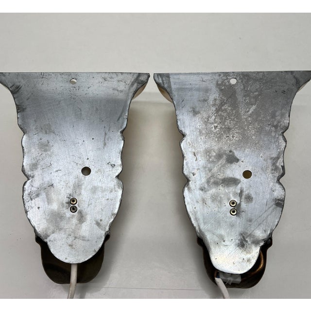 Art Deco Amber Acrylic Glass Marble Pattern Wall Lights, 1960s, Set of 2 For Sale - Image 6 of 9