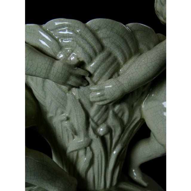 Rococo Cracked Earthenware Basin with Cherubs or Putti, Late 19th Century For Sale - Image 3 of 15