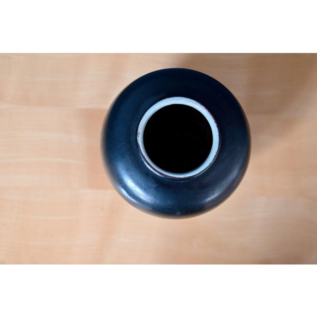 Black Glazed Ceramic Vase from Elchinger, Soufflenheim, Alsace, 1950s For Sale - Image 4 of 8