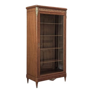 19th Century Parisian Louis XVI Marquetry Bookcase ~ Display Armoire For Sale