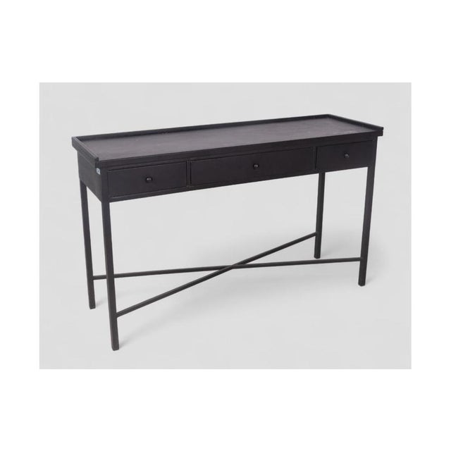 Contemporary Black Console Table with Three Drawers For Sale - Image 3 of 10