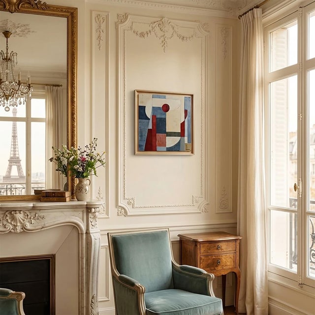 Baby Blue Tangence, Contemporary Geometric Abstract Painting Framed by Sophie Dumont For Sale - Image 8 of 9