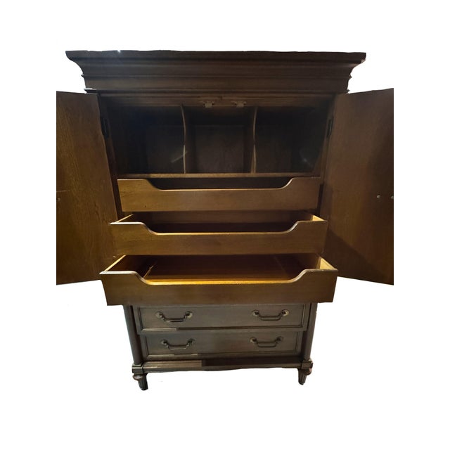 Thomasville Vintage Thomasville Greek Key Armoire in the Hollywood Regency Style, C. 1970s For Sale - Image 4 of 18