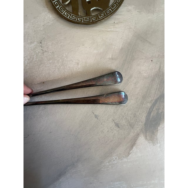 Metal Vintage Italian Silverplate Serving Spoon and Fork Aep Zing Italy Mid Century Tableware For Sale - Image 7 of 8