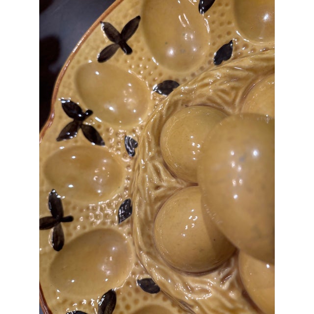 Charming Vintage 1970's Easter Majolica-Style Deviled Egg Platter For Sale In San Diego - Image 6 of 7