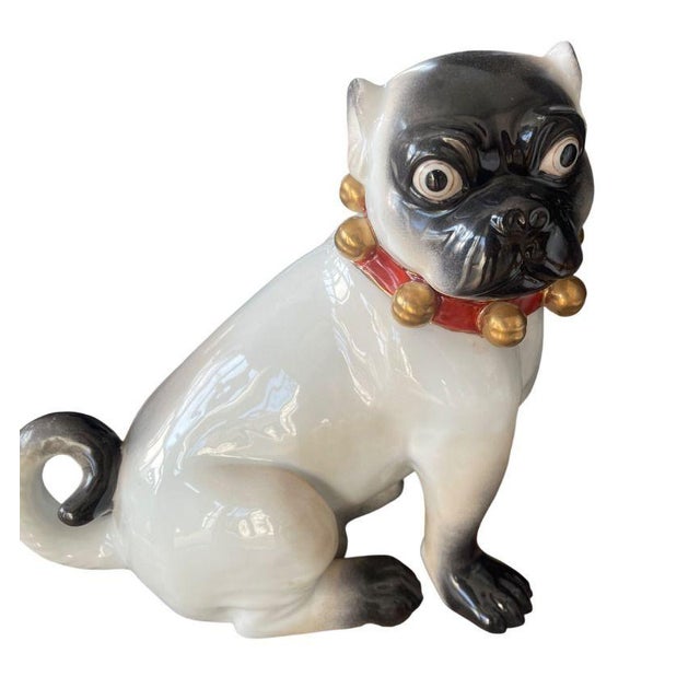 Pair of Large English Porcelain Pug Dog Figures, Early 20th Century For Sale In Los Angeles - Image 6 of 9