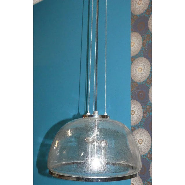 1970s Vintage Chrome and Glass Dome Ceiling Lamp from Hustadt Leuchten, 1970s For Sale - Image 5 of 12