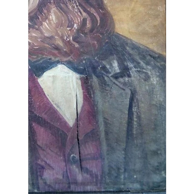 1970s Friedrich Engels Portrait, Antique Oil Painting, Ukrainian Art 180-130 For Sale - Image 6 of 6