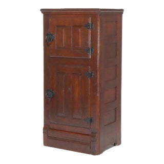 Antique Oak Raised Panel Ice Box Circa 1900 For Sale
