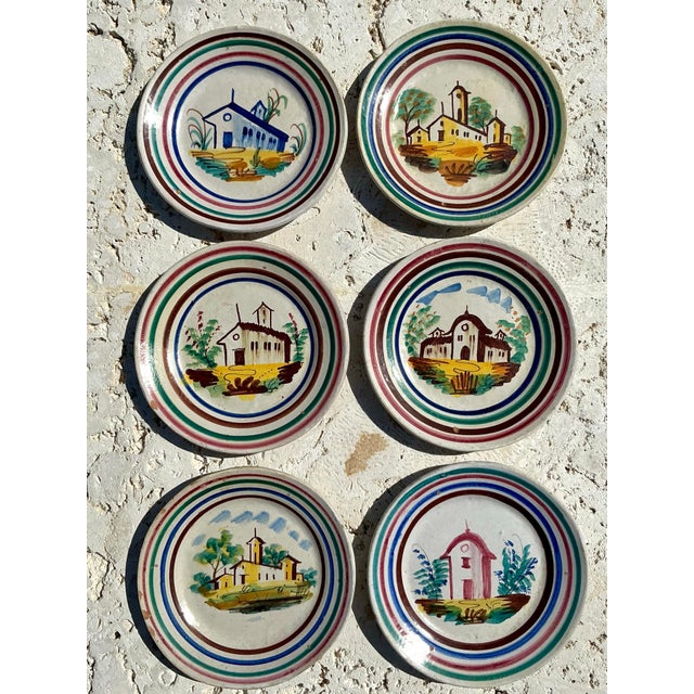 Mid 20th Century Vintage Italian Hand Painted Dishes - Set of 6 For Sale - Image 5 of 9