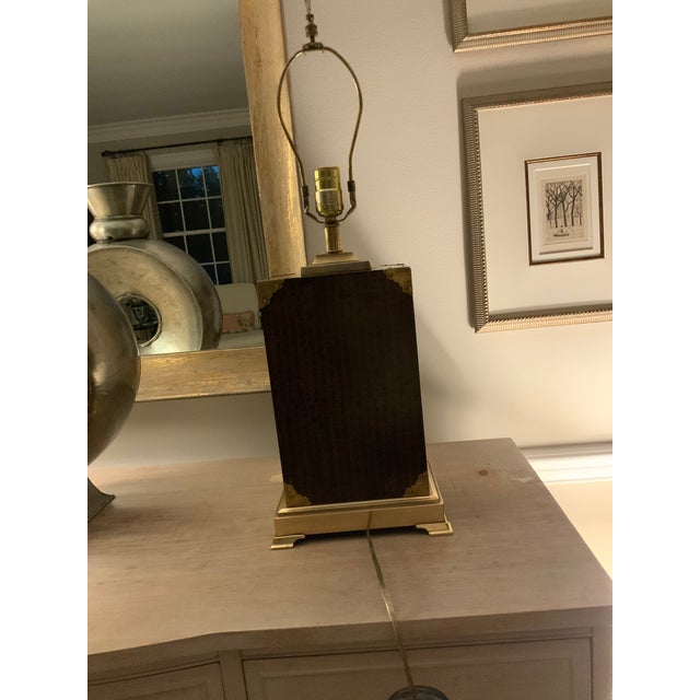 Asian Inspired Fredrick Cooper Lamps With Brass Appointments - Chinese Buddha altar sutra engravementwood art that has...