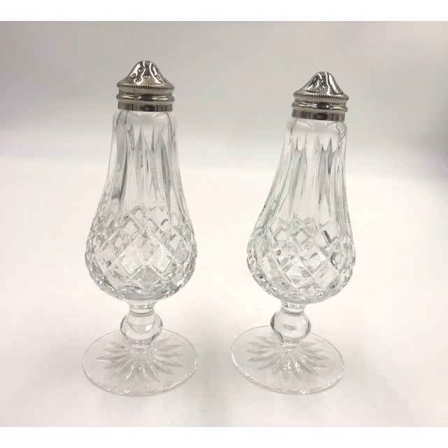 American 1990s Waterford Crystal Footed Salt & Shaker Set- a Pair For Sale - Image 3 of 3