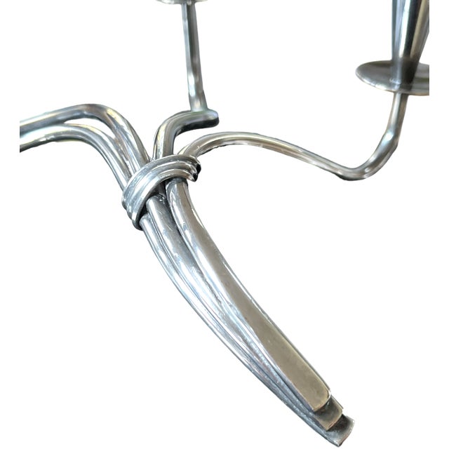 20th Century Hans Jensen Denmark Calla Lily Four Arm Silver Mid-Century Modern Candelabra For Sale In Jacksonville, FL - Image 6 of 9