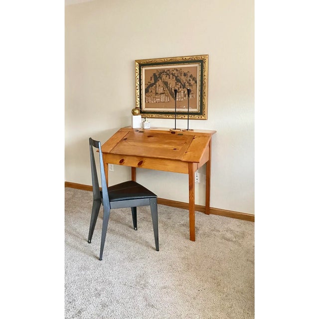 Slim Profile 1970s Shaker Style Pine Desk and Hutch + Glass Doors, 2 Pieces For Sale - Image 13 of 14